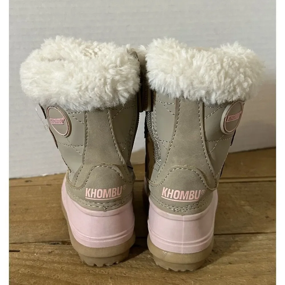 Khombu Cadi T Girls Toddler Tan/Pink Winter Boots Size 5